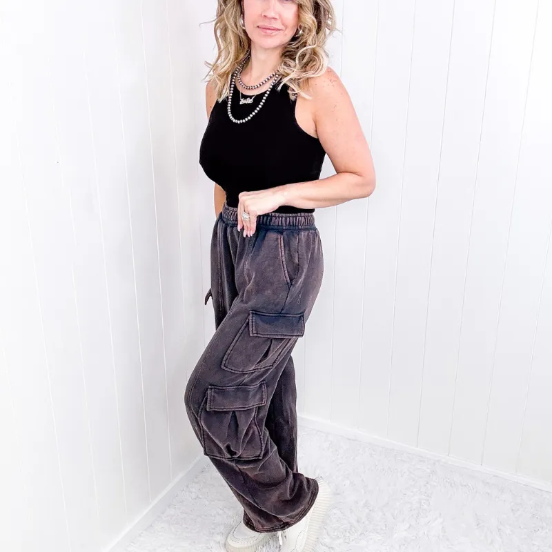 Oli and Hali Mineral Washed Navy Moon Luxe Cargo Joggers