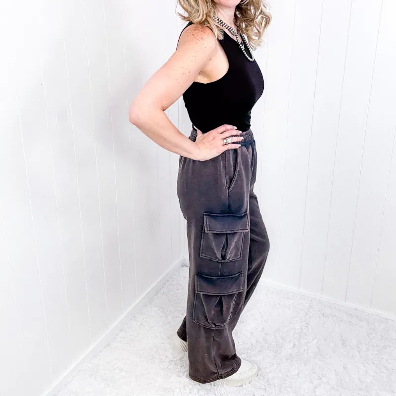 Oli and Hali Mineral Washed Navy Moon Luxe Cargo Joggers