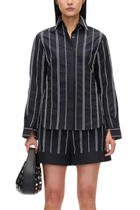 Poplin Shirt with Wave Embroidery
