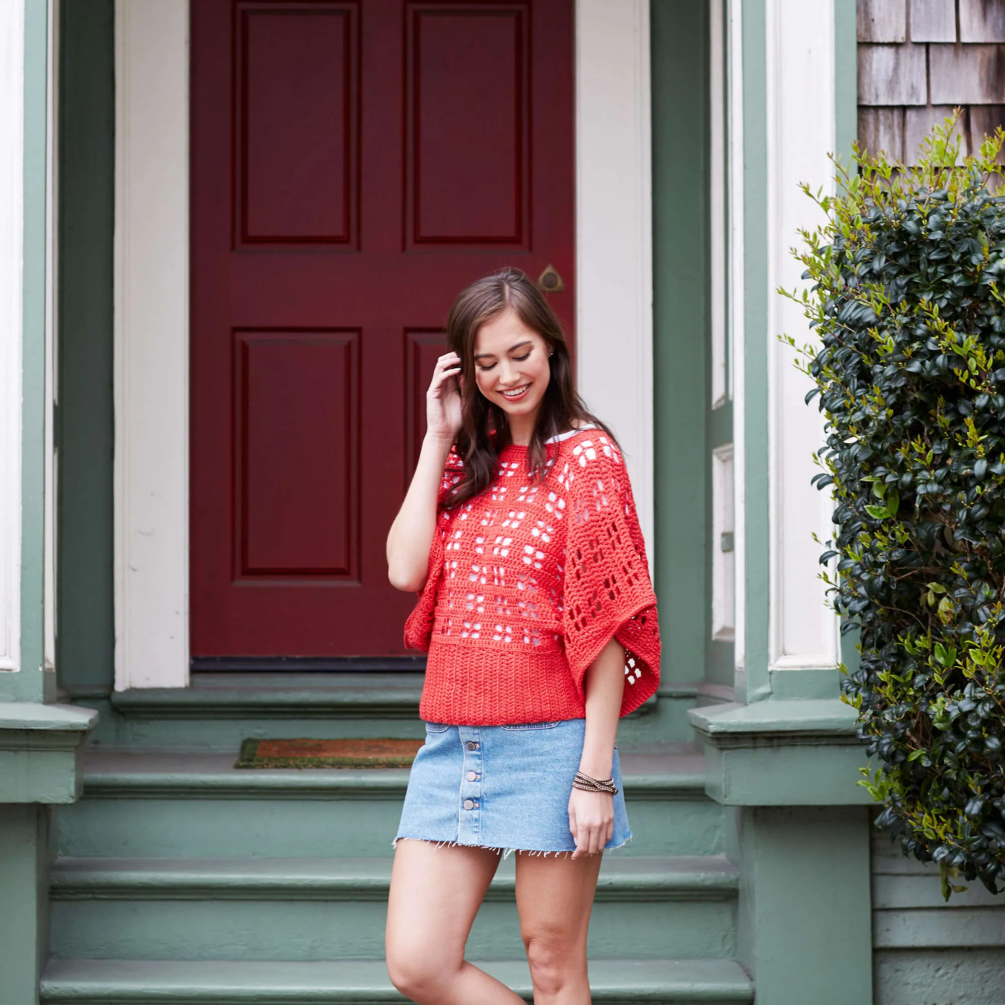 Red Heart Crochet Clementine Chic Sweater