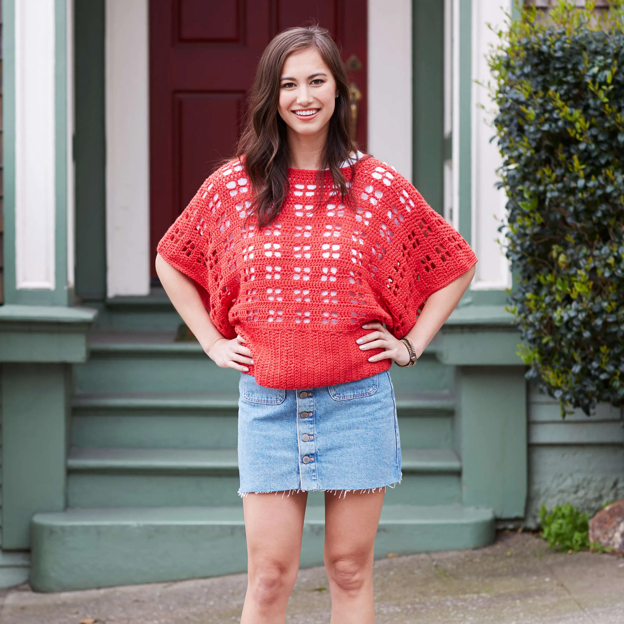 Red Heart Crochet Clementine Chic Sweater