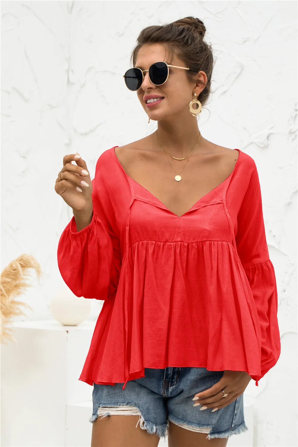 Relaxed Light Gathered Blouse