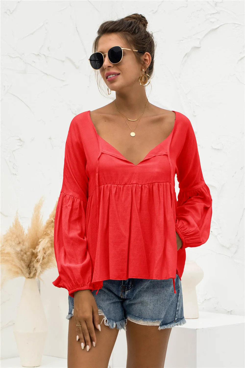 Relaxed Light Gathered Blouse
