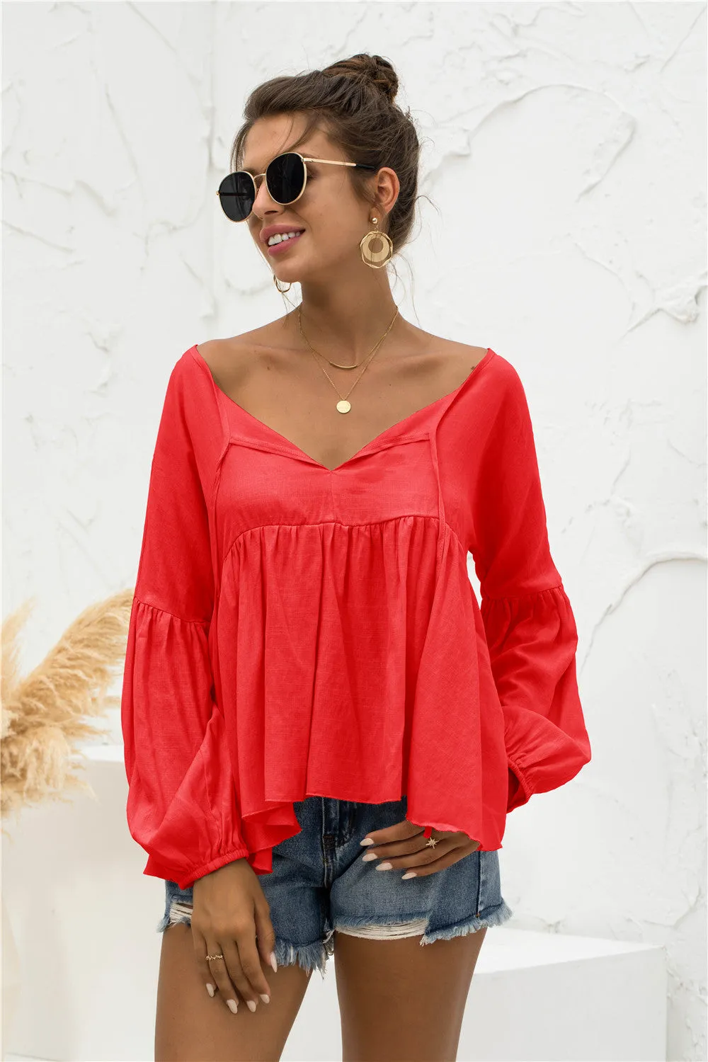 Relaxed Light Gathered Blouse