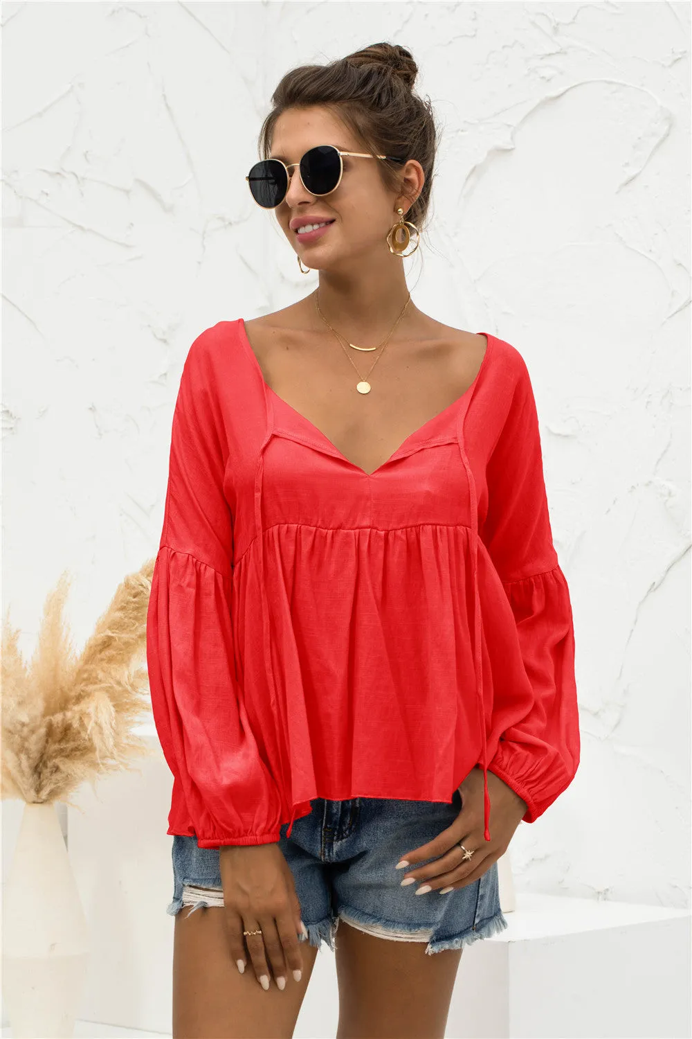 Relaxed Light Gathered Blouse