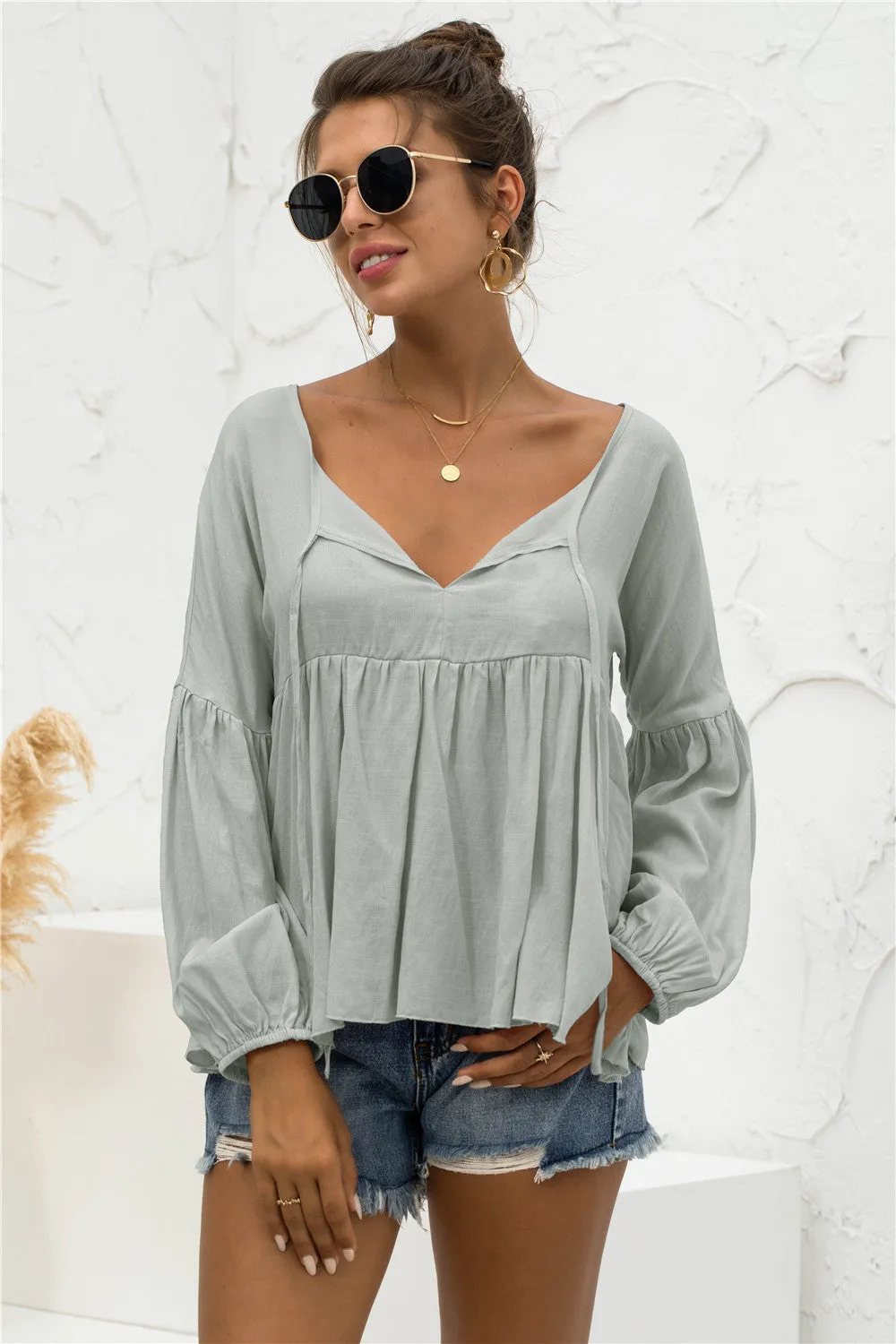 Relaxed Light Gathered Blouse