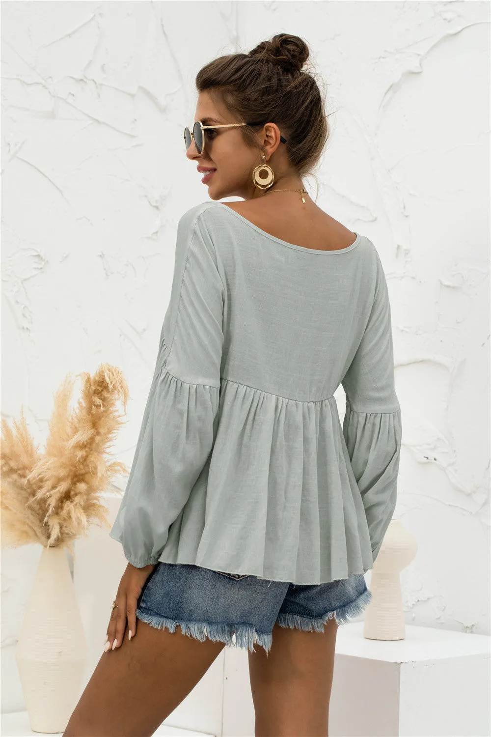 Relaxed Light Gathered Blouse
