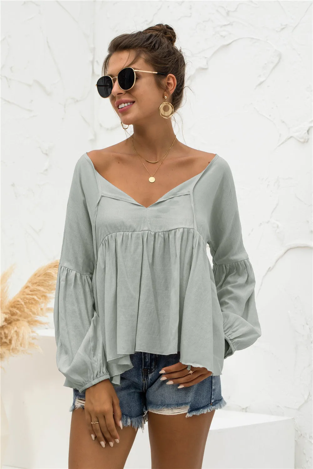 Relaxed Light Gathered Blouse