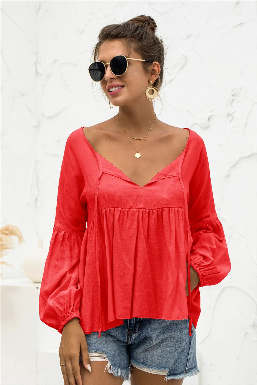 Relaxed Light Gathered Blouse