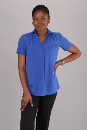 Rose V-neck blouse - bright blue