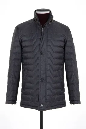 Slim Fit Gray Stand Collar Coat