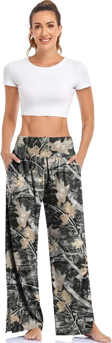 UEU Womens Wide Leg Yoga Pants High Waisted Adjustable Tie Knot Joggers Casual Loose Plus Size Lounge Sweatpants with Pockets