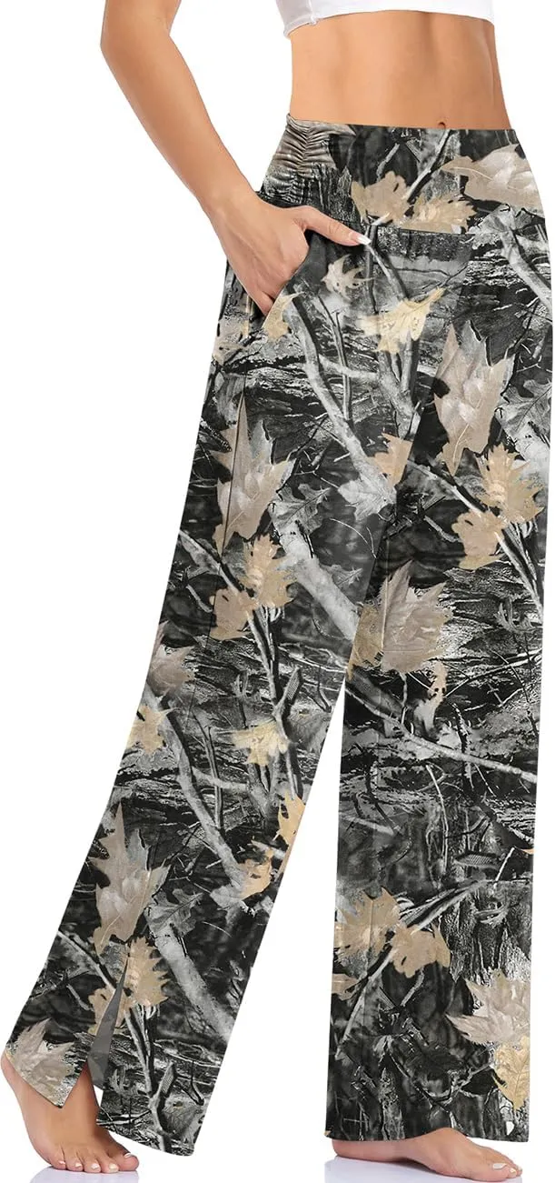 UEU Womens Wide Leg Yoga Pants High Waisted Adjustable Tie Knot Joggers Casual Loose Plus Size Lounge Sweatpants with Pockets