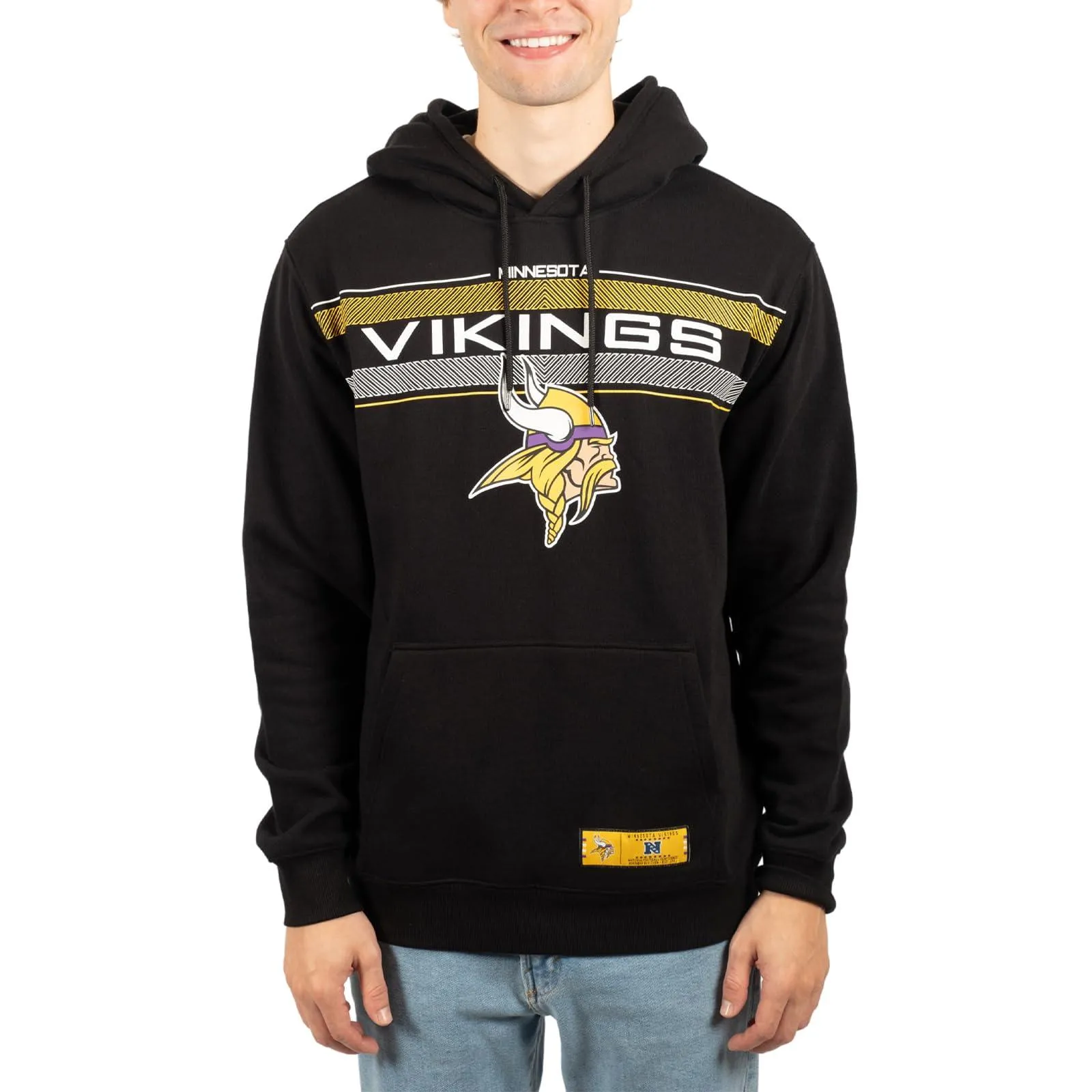 Ultra Game NFL Official Adults Super Soft Pullover Hoodie Sweatshirt - Warm Polyester Blend - Unisex, Minnesota Vikings, Black|Minnesota Vikings