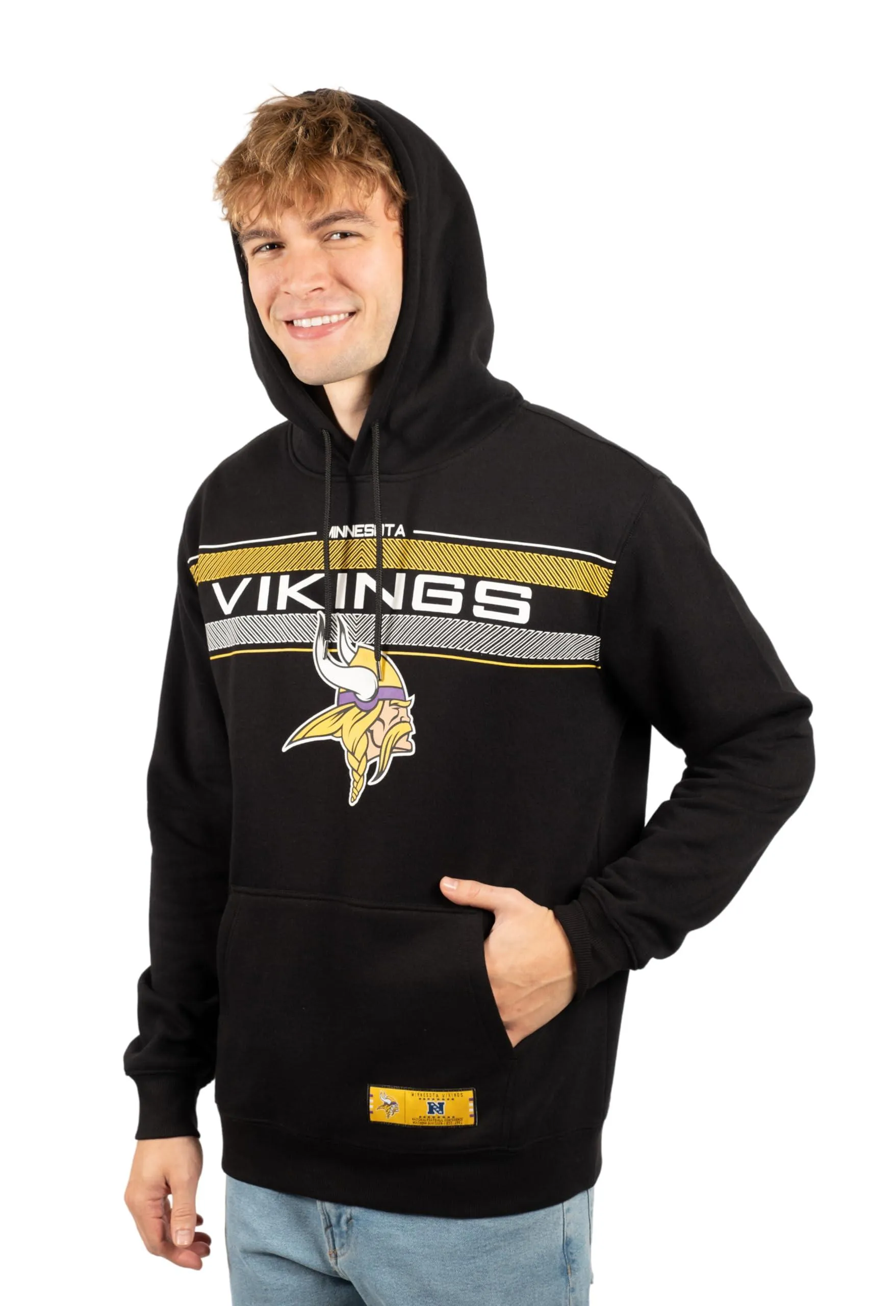 Ultra Game NFL Official Adults Super Soft Pullover Hoodie Sweatshirt - Warm Polyester Blend - Unisex, Minnesota Vikings, Black|Minnesota Vikings