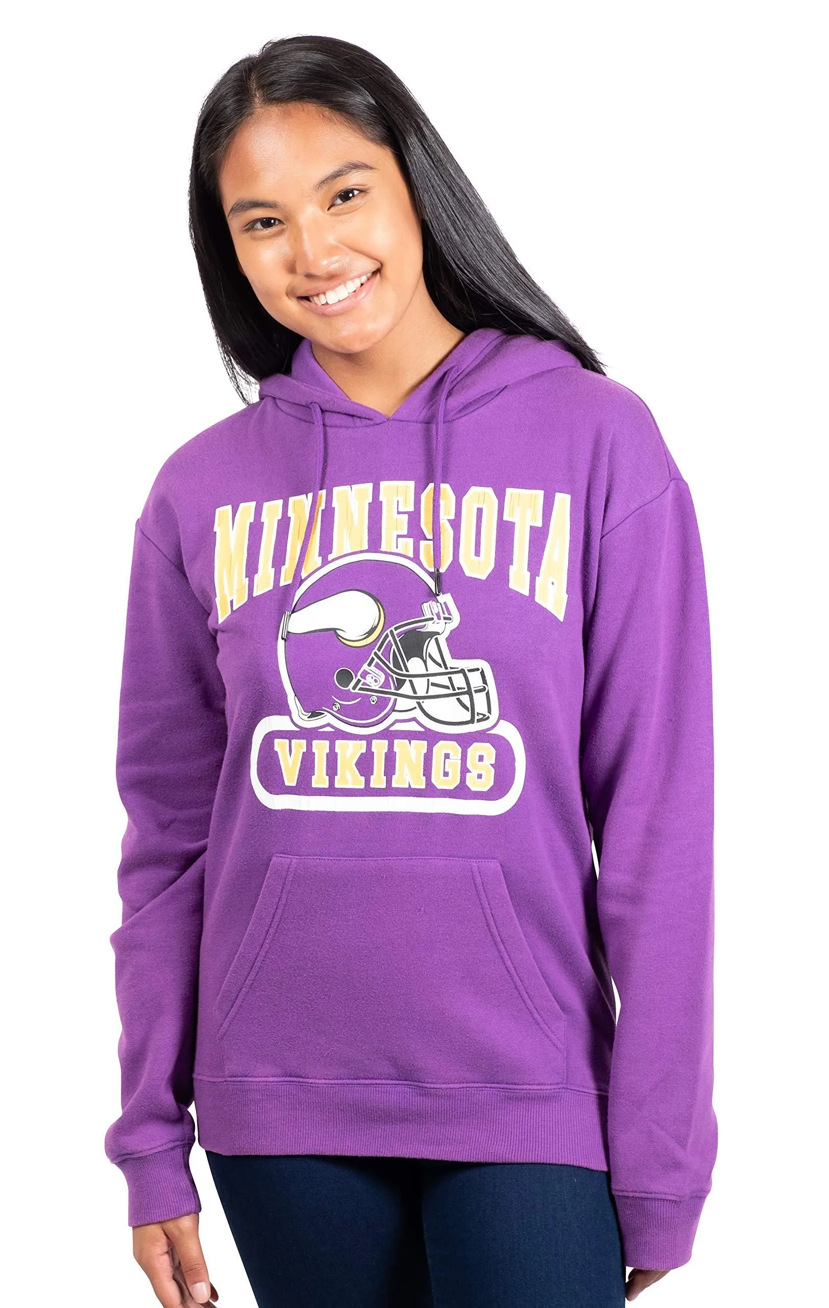 Ultra Game NFL Official Women's Super Soft Hoodie Pullover Sweatshirt, Minnesota Vikings, Team Color|Minnesota Vikings