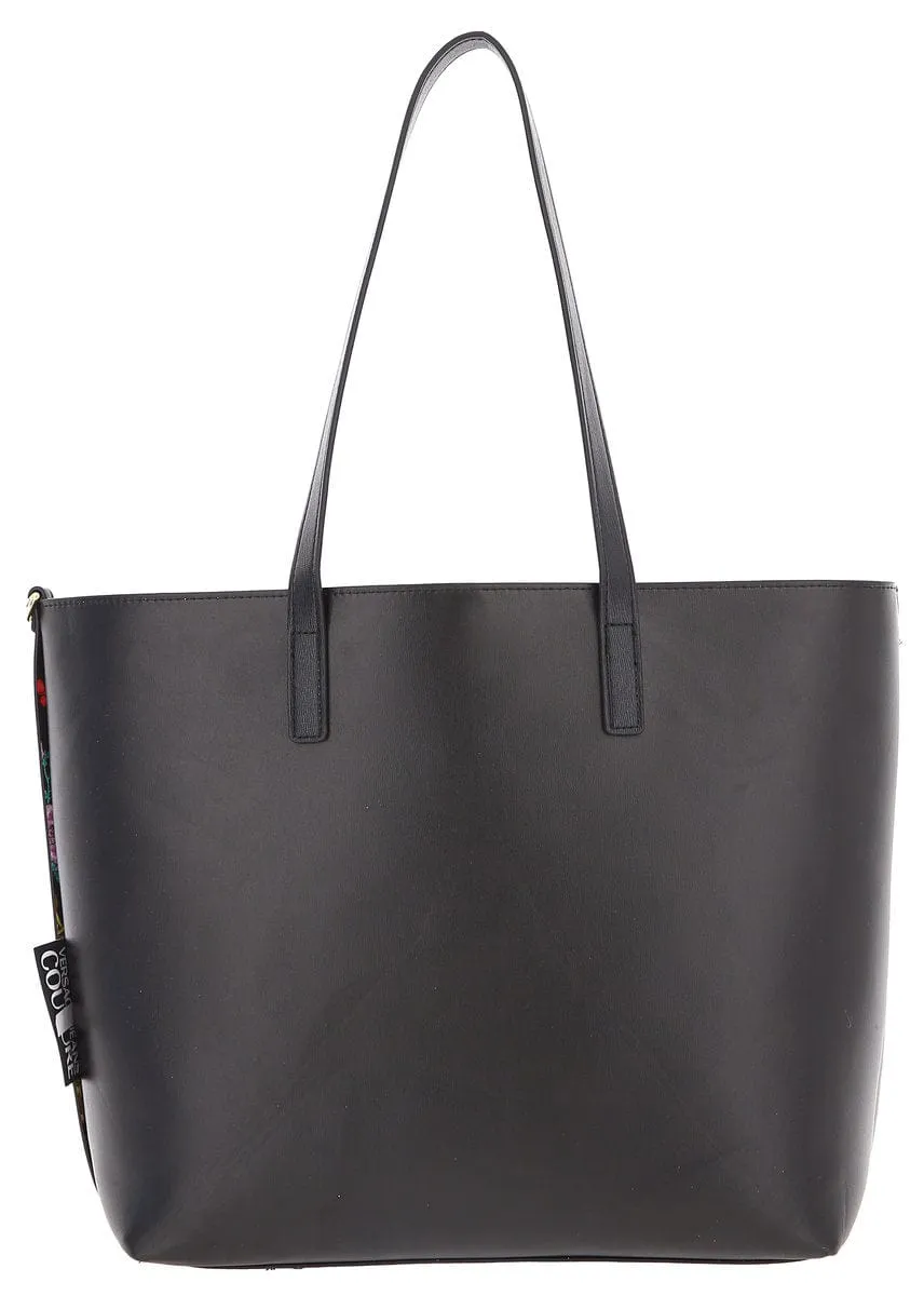 Versace Jeans Couture Black Animal Print Reversible Signature Shopper Tote Bag