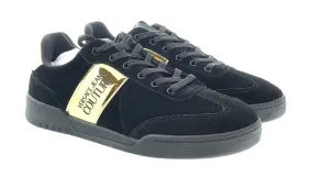Versace Jeans Couture Black Classic Metallic Trim Suede Court Sneakers-