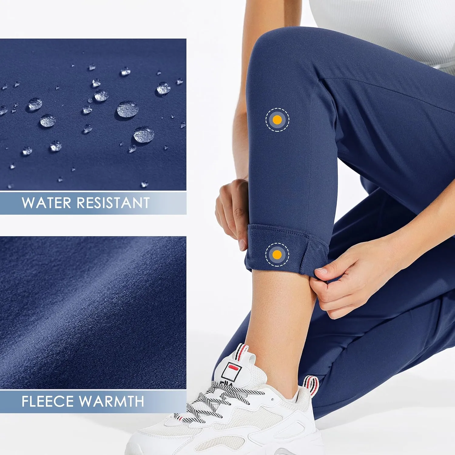 Willit Women's Fleece Lined Joggers Warm Pants Running Thermal Sweatpants Winter Athletic Hiking Water Resistant with Pockets