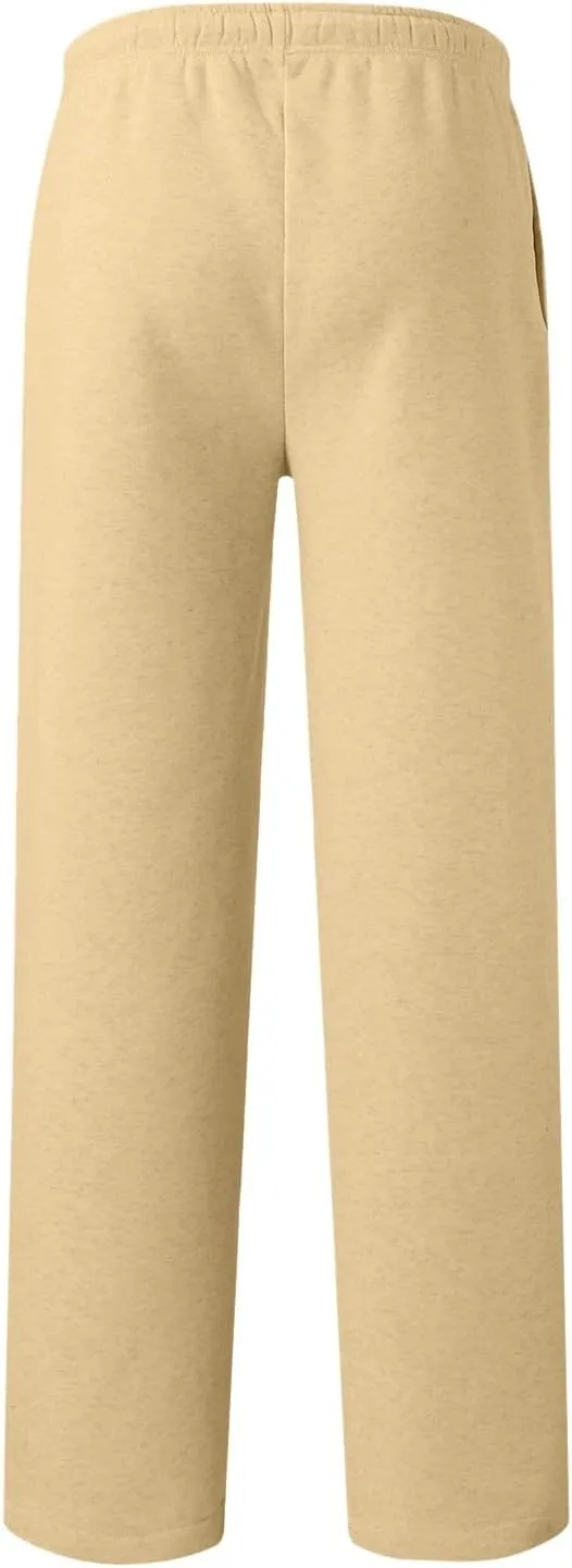 Womens Casual Pants Fashion Solid Versatile Straight Leg Sweatpants High Waisted Elastic Drawstring Workout Trousers