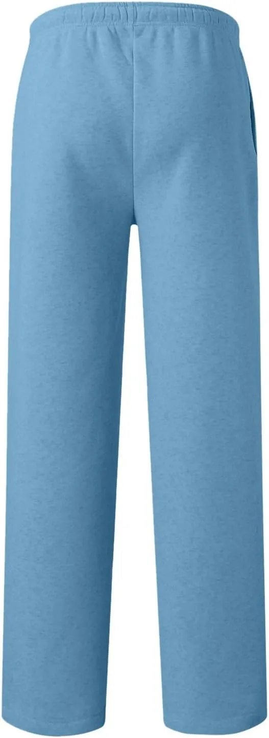 Womens Casual Pants Fashion Solid Versatile Straight Leg Sweatpants High Waisted Elastic Drawstring Workout Trousers