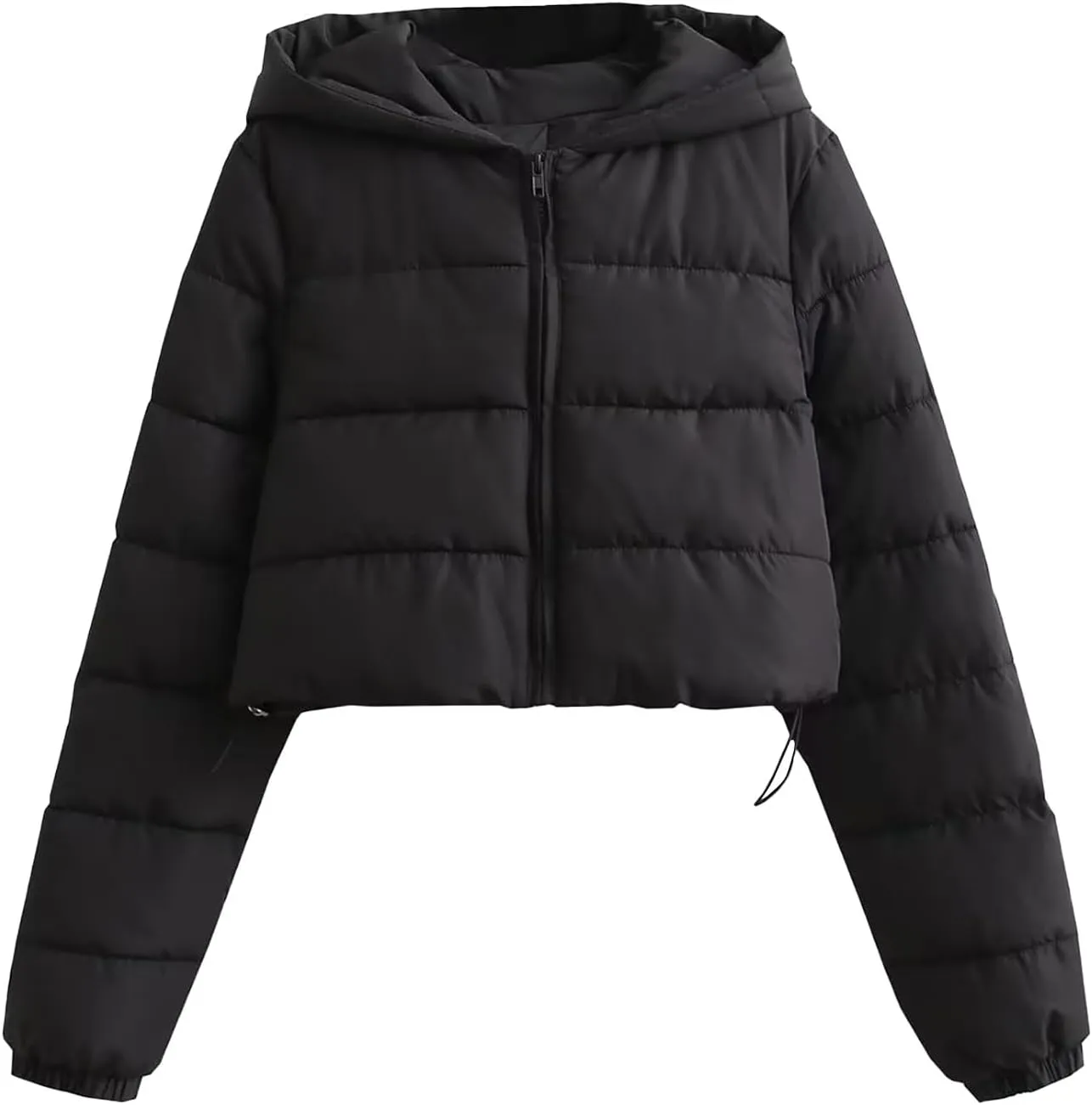 Womens Lightweight Cropped Quilted Coats 2024 Winter Warm Zipper Puffer Jacket Fashion Slim Versatile Hooded Down Coat