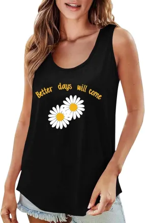Womens Loose Fit Casual Flowy Tank Tops 2D Printed Casual Loose and Versatile Vest Suspender Plus Sleeveless Shirts
