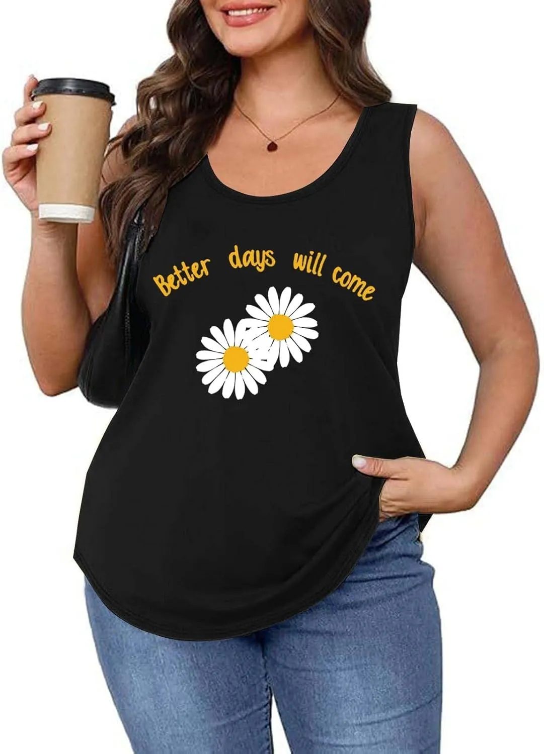 Womens Loose Fit Casual Flowy Tank Tops 2D Printed Casual Loose and Versatile Vest Suspender Plus Sleeveless Shirts
