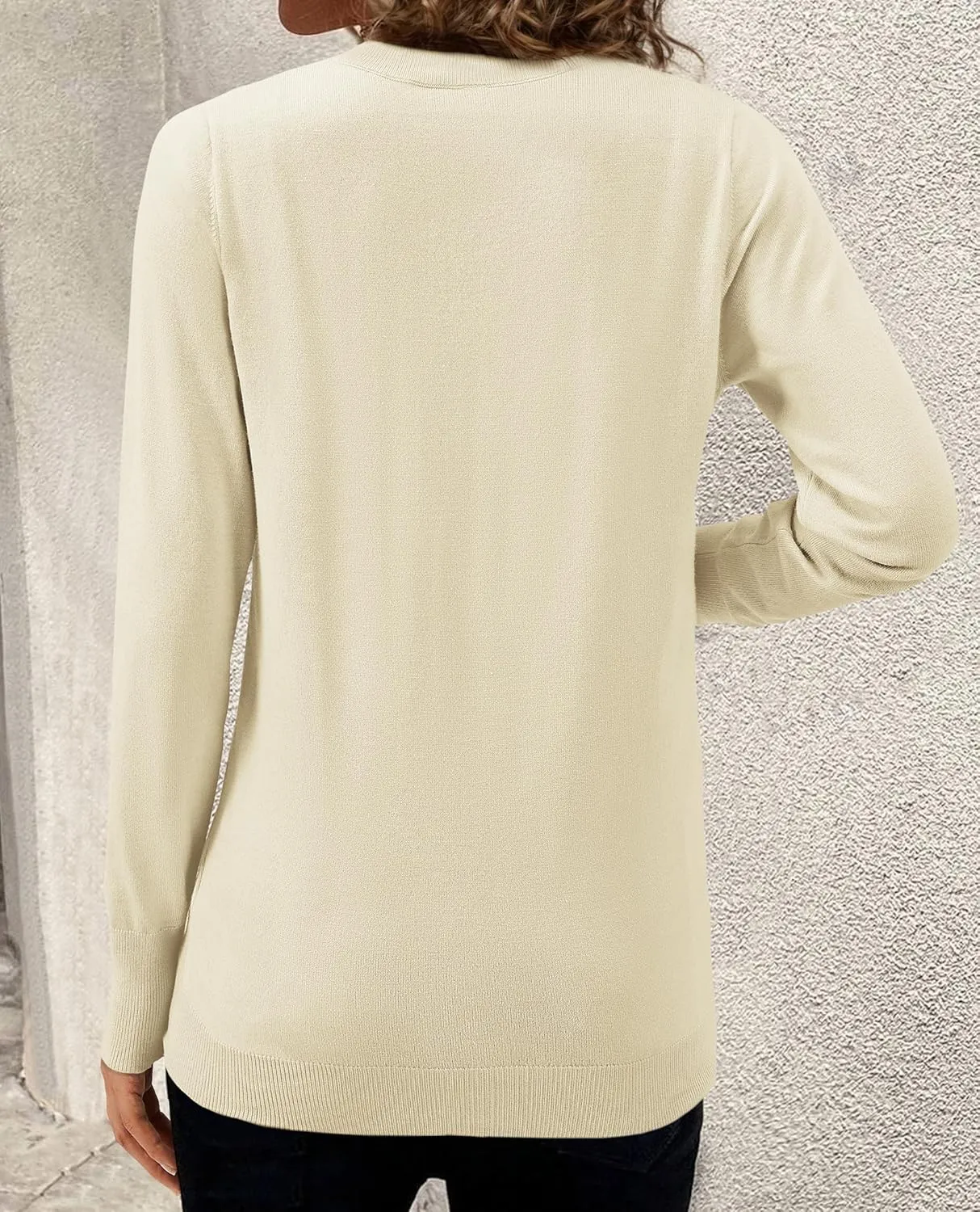 Women's Spring Sweaters 2025 Casual Thin Long Sleeve Pullover V Neck Lightweight Sweatshirts Cute Blouse Tops