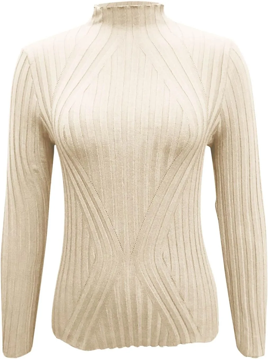 Womens Sweaters Turtleneck Ribbed Knitted Pullover Slim Fit Basic Sweater Casual Long Sleeve Knitwear Spring Jumper Tops