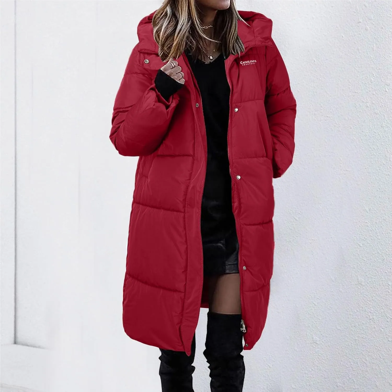 Womens Winter Long Puffer Jacket Casual Loose Solid Versatile Down Coat Thick Warm Hooded Quilted Outwear 2024 Clothes