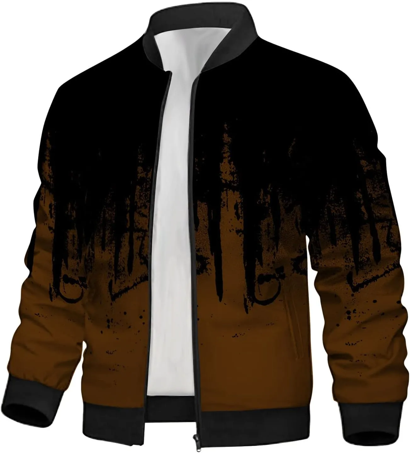 Ymosrh Packable Jacket Mens Autumn and Winter Men's Printed Thin Jackets Casual Versatile Jackets Jacket