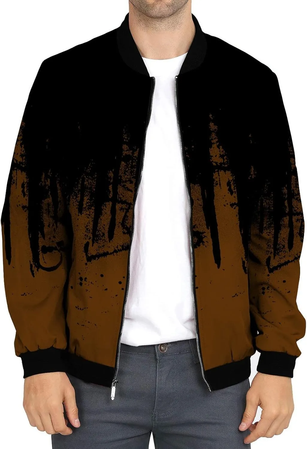 Ymosrh Packable Jacket Mens Autumn and Winter Men's Printed Thin Jackets Casual Versatile Jackets Jacket