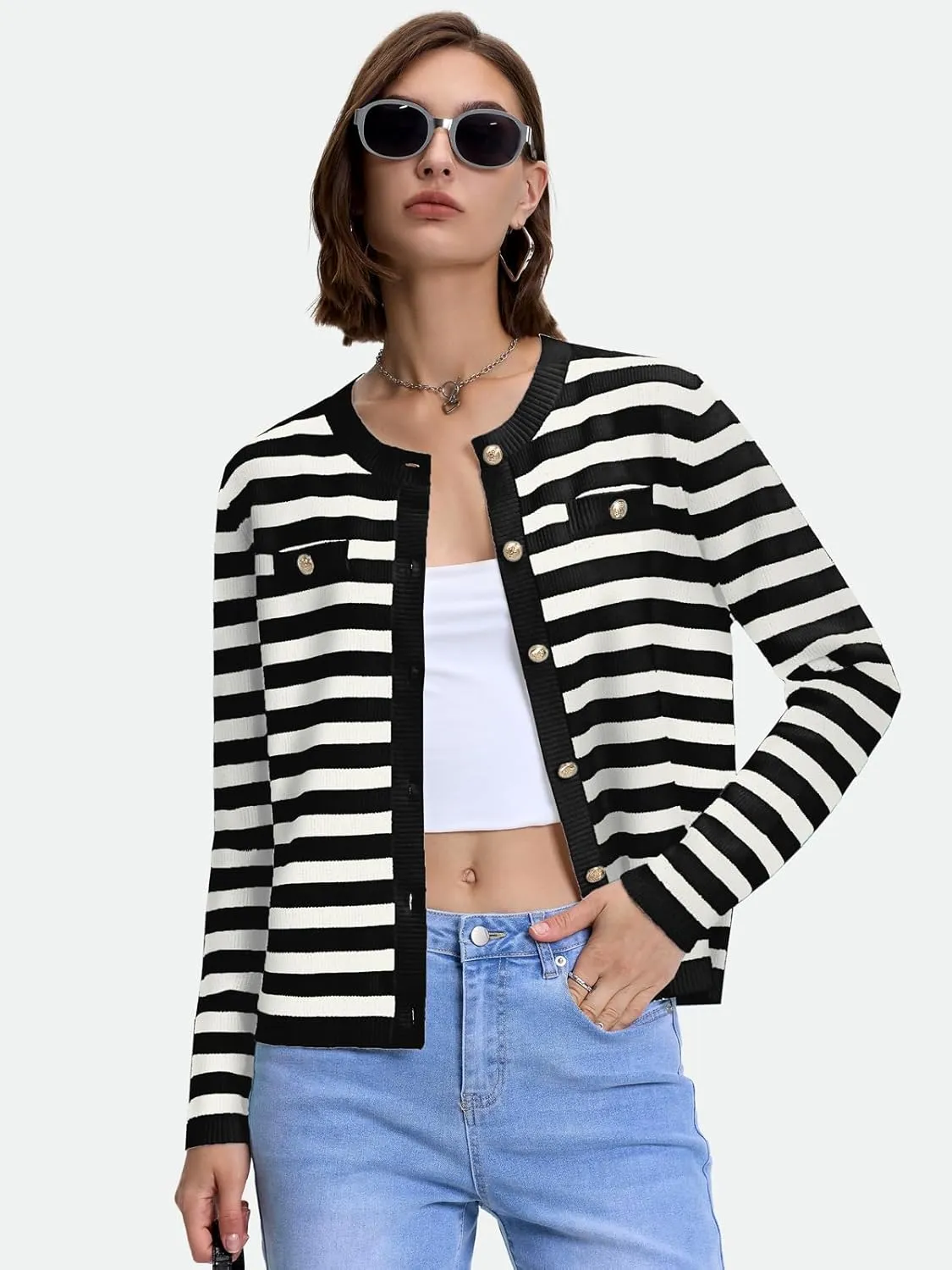 ZANZEA Cardigan Sweaters for Women 2024 Fall Winter Outfits Chunky Cropped Button Down Knit Sweater Jackets