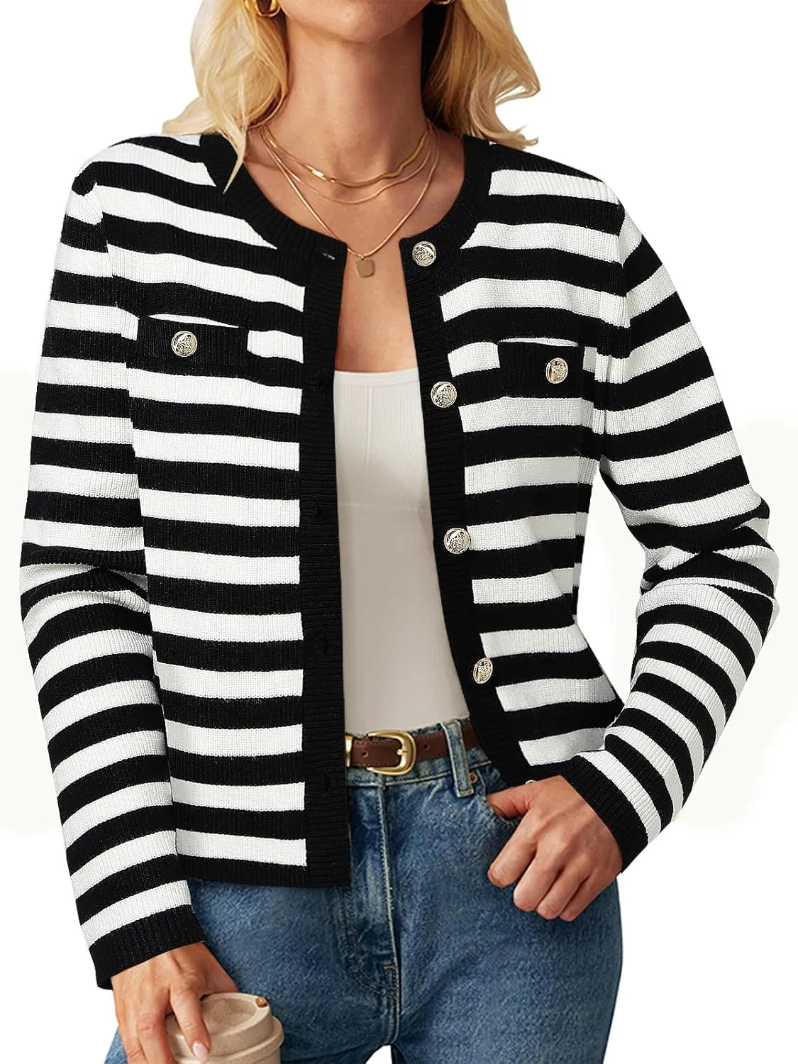 ZANZEA Cardigan Sweaters for Women 2024 Fall Winter Outfits Chunky Cropped Button Down Knit Sweater Jackets