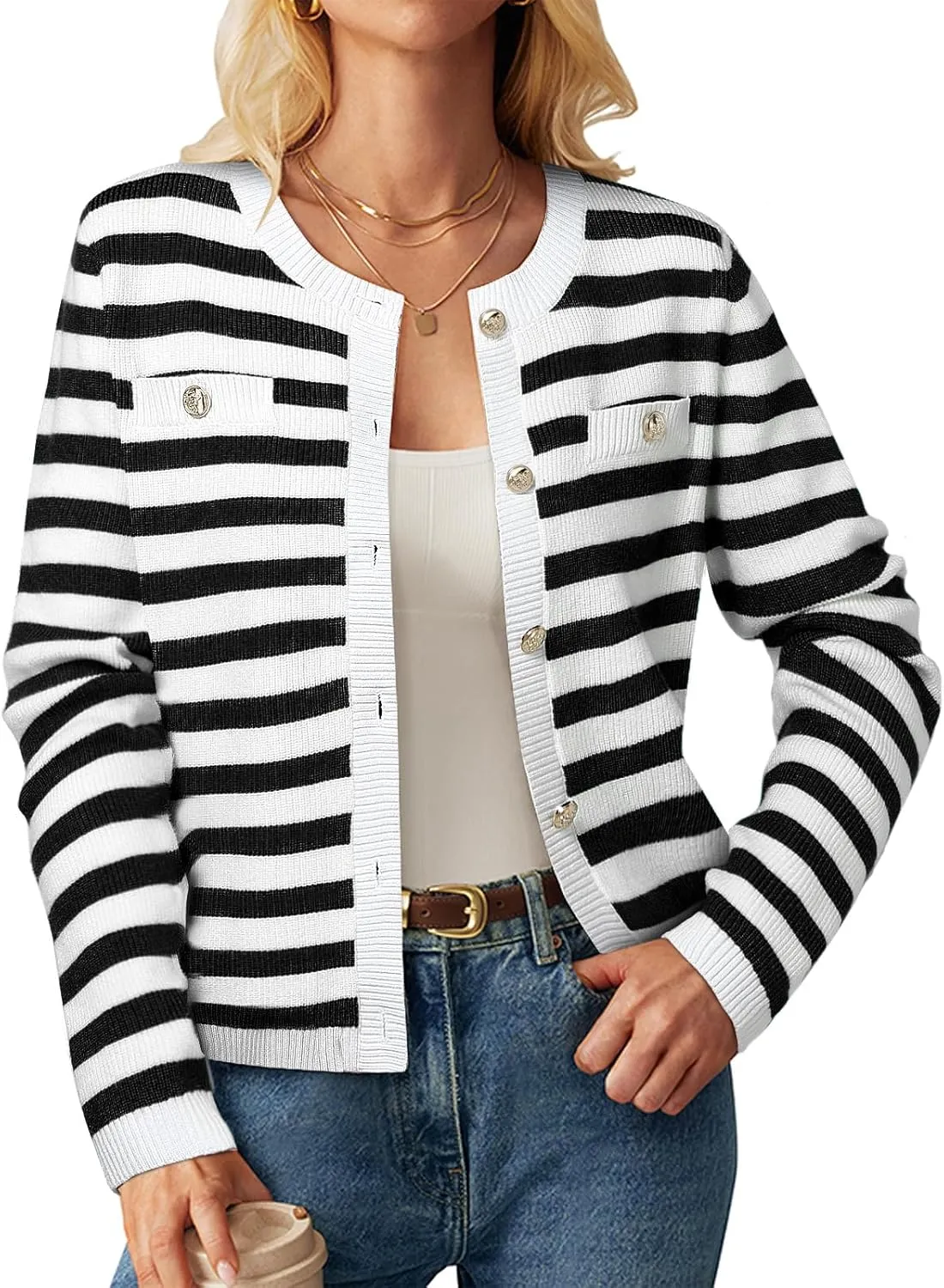 ZANZEA Cardigan Sweaters for Women 2024 Fall Winter Outfits Chunky Cropped Button Down Knit Sweater Jackets